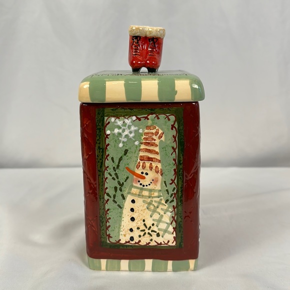 Cannister (Cookie Jar) - Cracker Barrel Christmas Quilt Collection - Vintage. - Picture 1 of 11